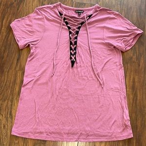 Express T-shirt with cute lace up front detail!